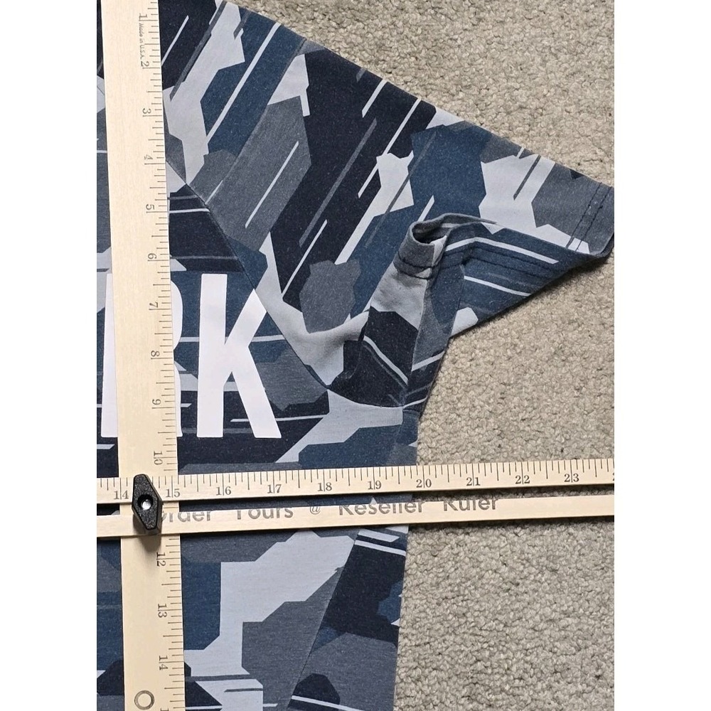 Gymshark Shirt Mens M Blue Camo Short Sleeve Athletic Tee Gym Training Spellout - Picture 10 of 12